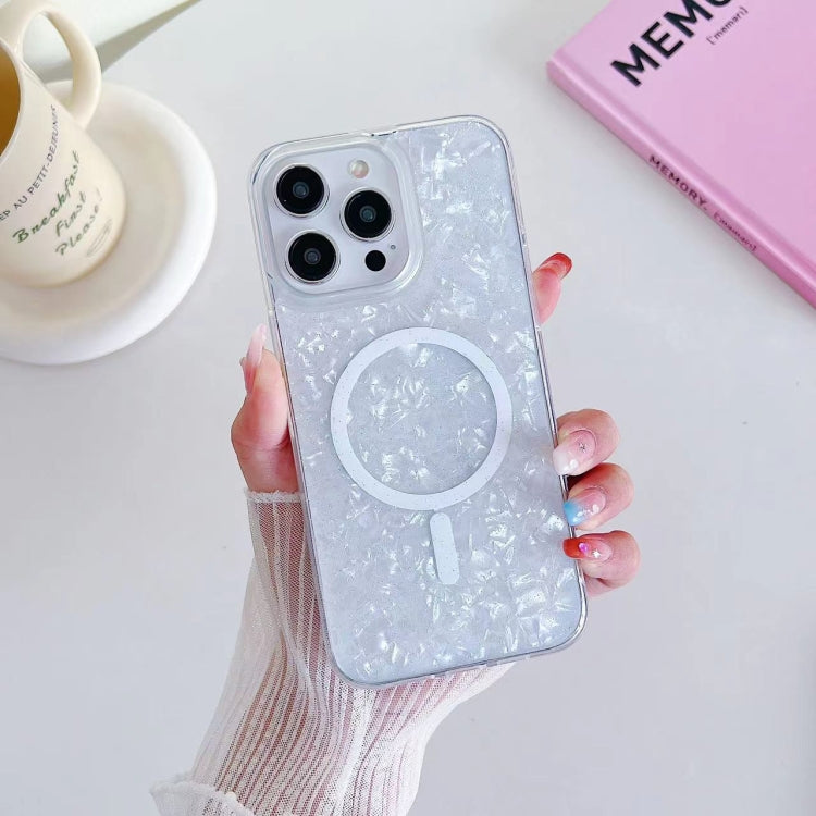 For iPhone 13 Pro Shell Texture MagSafe TPU Phone Case(White)