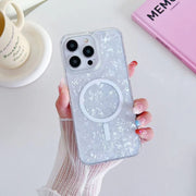For iPhone 13 Pro Shell Texture MagSafe TPU Phone Case(White)