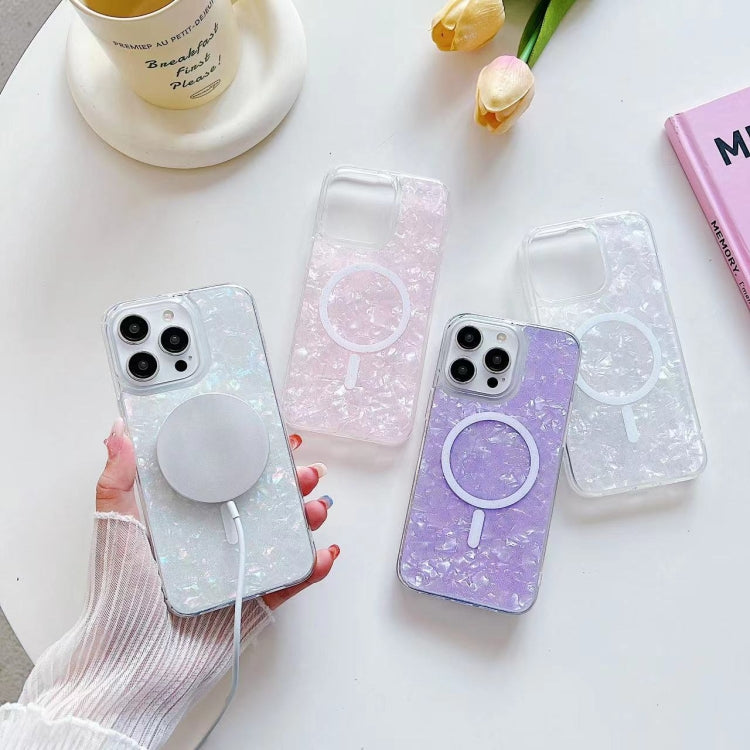 For iPhone 15 Shell Texture MagSafe TPU Phone Case(Dazzling)