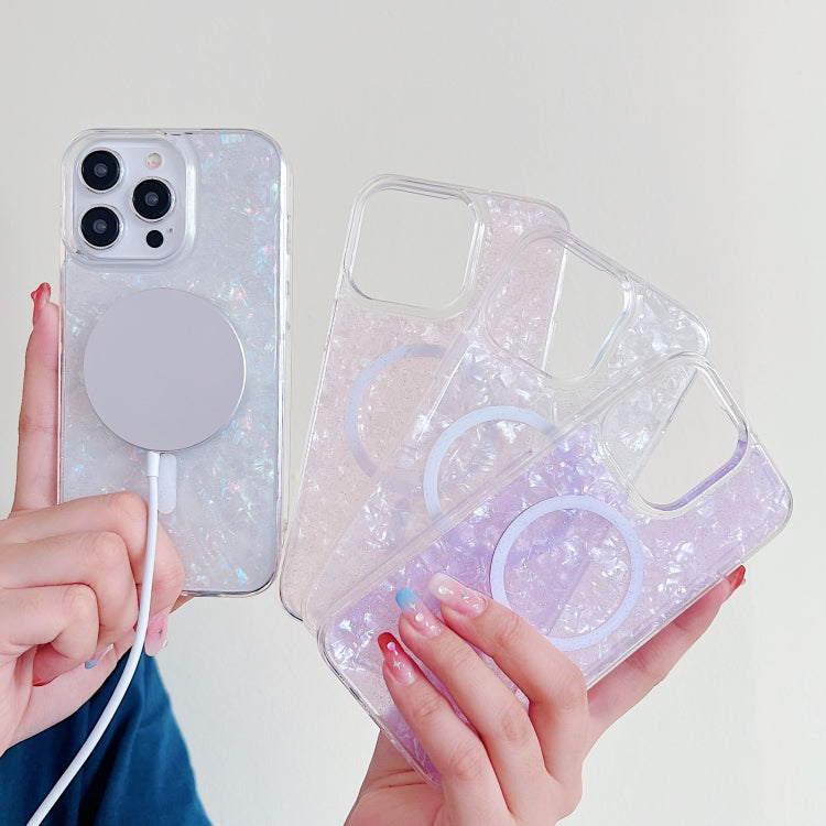 For iPhone 13 Pro Shell Texture MagSafe TPU Phone Case(Purple)