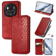 For Honor Magic6 Pro Cubic Grid Pressed Magnetic Leather Phone Case(Red) - free shipping - PMC Jewellery - Order now!