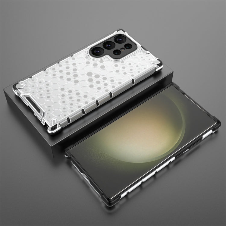 For Samsung Galaxy S24 Ultra 5G Shockproof Honeycomb Phone Case(White)