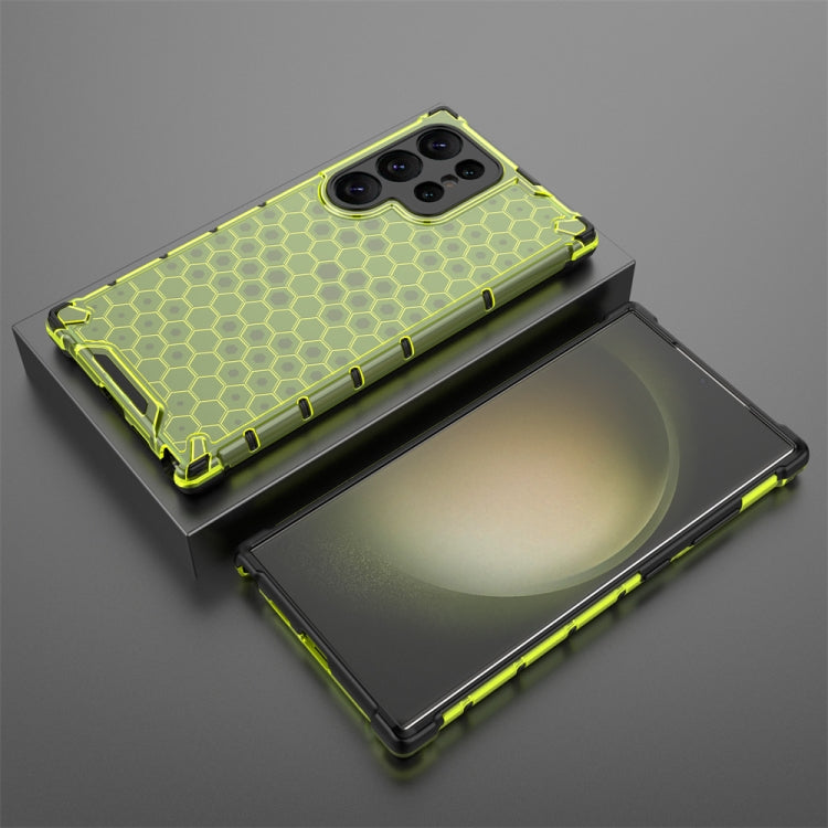 For Samsung Galaxy S24 Ultra 5G Shockproof Honeycomb Phone Case(Green)