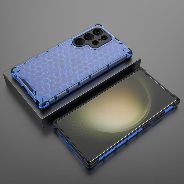 For Samsung Galaxy S24 Ultra 5G Shockproof Honeycomb Phone Case(Blue)