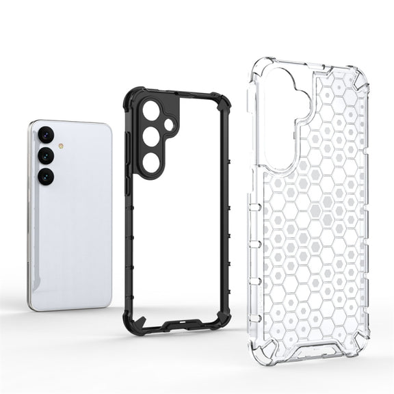 For Samsung Galaxy S24+ 5G Shockproof Honeycomb Phone Case(Black)