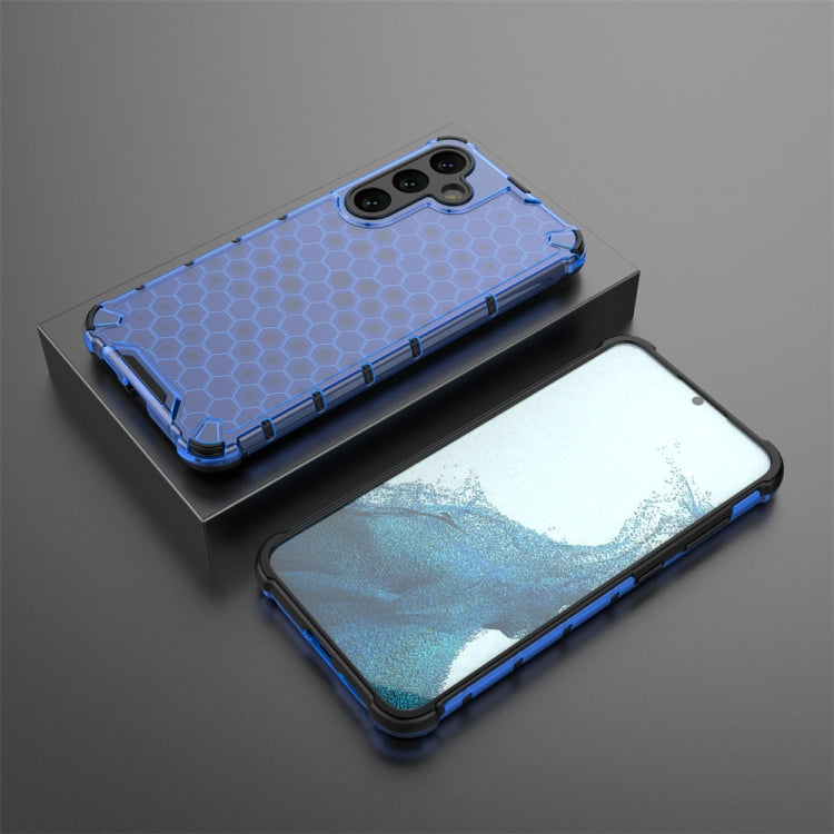 For Samsung Galaxy S24+ 5G Shockproof Honeycomb Phone Case(Blue)