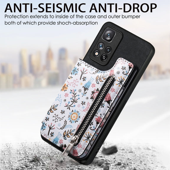 For Redmi Note 13 Pro+ 5G Retro Painted Zipper Wallet Back Phone Case(Black)