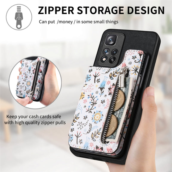 For Redmi Note 13 Pro+ 5G Retro Painted Zipper Wallet Back Phone Case(Black)