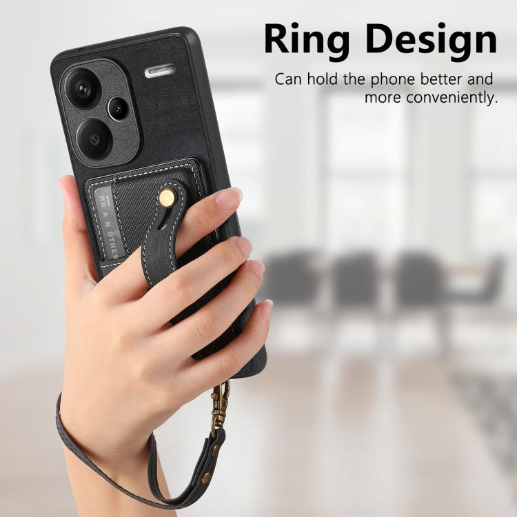 For Xiaomi Redmi Note 13 Pro+ Retro Cross Wristband Wallet Leather Back Phone Case(Black)