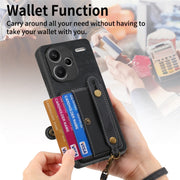 For Xiaomi Redmi Note 13 Pro+ Retro Cross Wristband Wallet Leather Back Phone Case(Black)