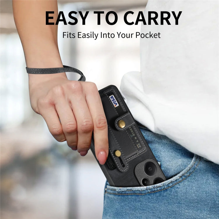 For Xiaomi Redmi Note 13 Pro+ Retro Cross Wristband Wallet Leather Back Phone Case(Black)