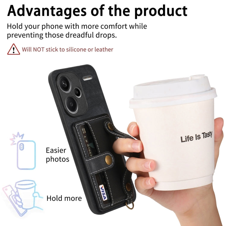 For Xiaomi Redmi Note 13 Pro+ Retro Cross Wristband Wallet Leather Back Phone Case(Black)