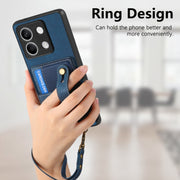 For Xiaomi Redmi Note 13 Retro Cross Wristband Wallet Leather Back Phone Case(Blue)