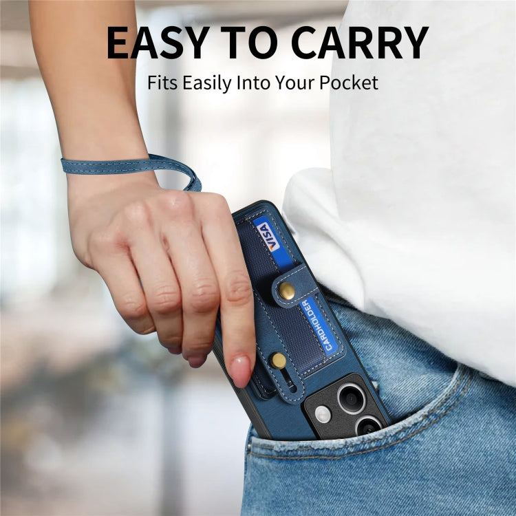 For Xiaomi Redmi Note 13 Retro Cross Wristband Wallet Leather Back Phone Case(Blue)