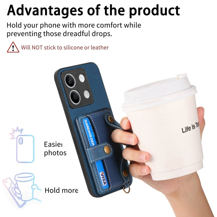For Xiaomi Redmi Note 13 Retro Cross Wristband Wallet Leather Back Phone Case(Blue)