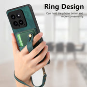 For Xiaomi 14 Retro Cross Wristband Wallet Leather Back Phone Case(Brown)