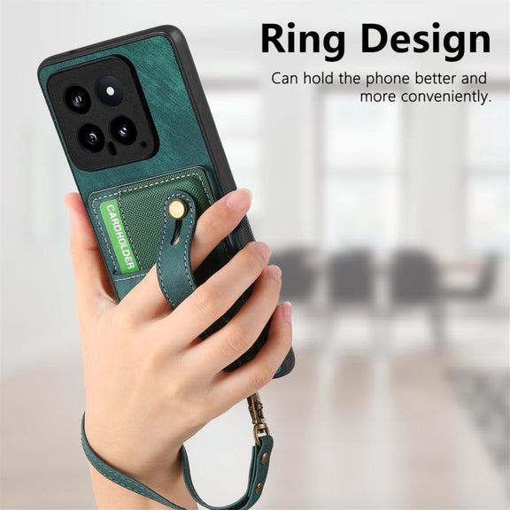 For Xiaomi 14 Retro Cross Wristband Wallet Leather Back Phone Case(Brown)