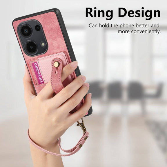 For Xiaomi Redmi Note 13 Pro 4G Retro Cross Wristband Wallet Leather Back Phone Case(Pink)