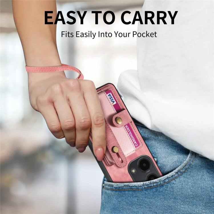 For Xiaomi Redmi Note 13 Pro 4G Retro Cross Wristband Wallet Leather Back Phone Case(Pink)
