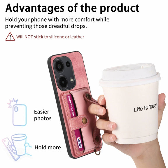 For Xiaomi Redmi Note 13 Pro 4G Retro Cross Wristband Wallet Leather Back Phone Case(Pink)