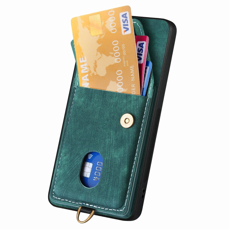 For Xiaomi 13T / 13T Pro Retro Card Wallet Fold Leather Phone Case with Strap(Green)