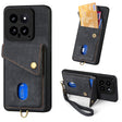 For Xiaomi 14 Retro Card Wallet Fold Leather Phone Case with Strap(Black) - 14 Cases by PMC TechLife | Online Shopping South Africa | PMC TechLife | Buy Now Pay Later Mobicred