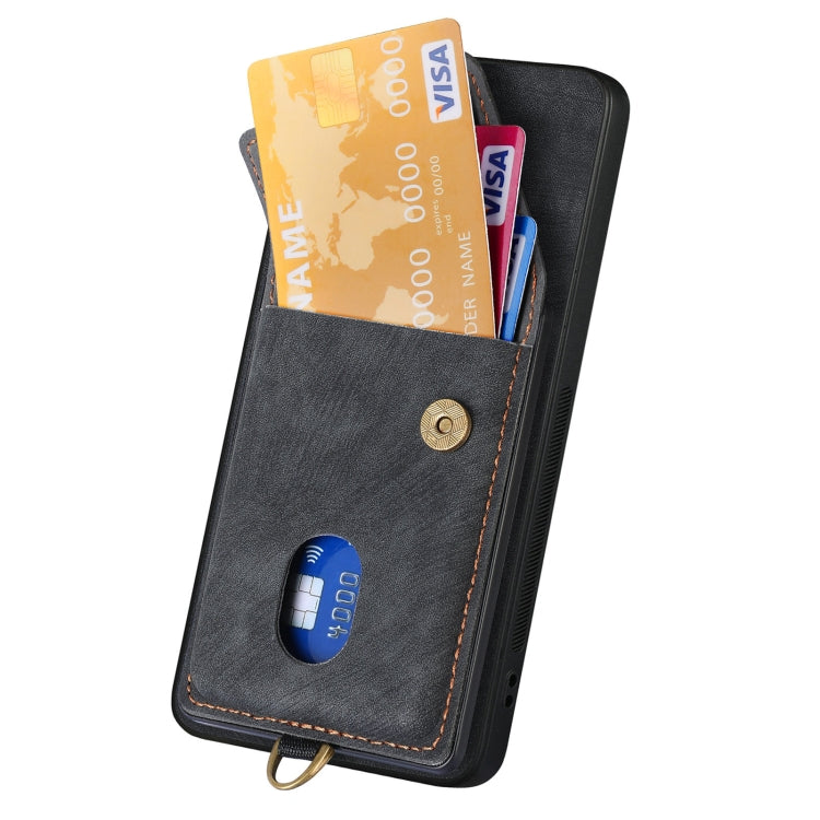 For Xiaomi 14 Pro Retro Card Wallet Fold Leather Phone Case with Strap(Black)
