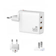 GAN 65W PD45W Dual Type-C+QC3.0 USB Multi Compatible Laptop Adapter EU + US Plug White - Power Supply by PMC TechLife | Online Shopping South Africa | PMC TechLife | Buy Now Pay Later Mobicred