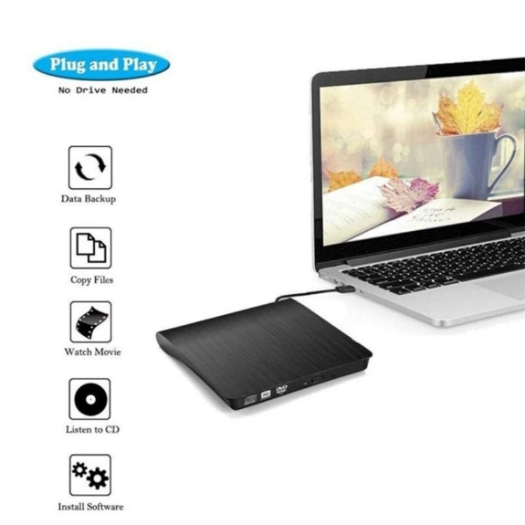 663 High Speed CD DVD Burner USB3.0 Computer Laptop External Optical Drive Burner(Black)