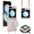 For Samsung Galaxy Z Flip5 5G Crossbody R20 Texture Leather Magsafe Phone Case(Pink) - Galaxy Z Flip5 Cases by PMC TechLife | Online Shopping South Africa | PMC TechLife | Buy Now Pay Later Mobicred