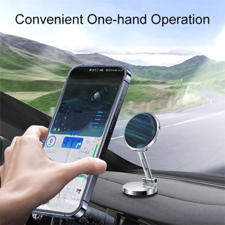 G158 360-Degree Rotating Metal Phone Stand Dashboard Folding Magnetic Car Mount(Gray)
