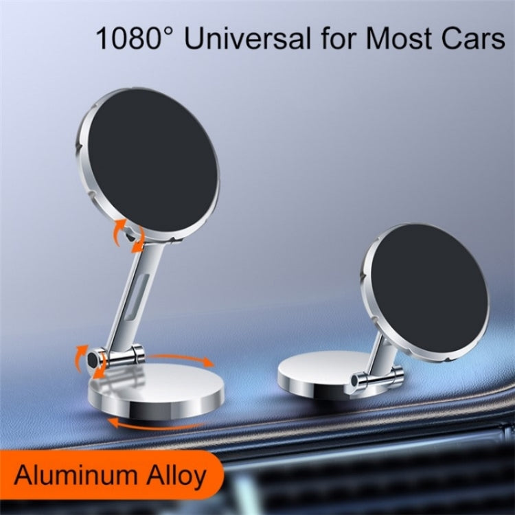 G158 360-Degree Rotating Metal Phone Stand Dashboard Folding Magnetic Car Mount(Gray)