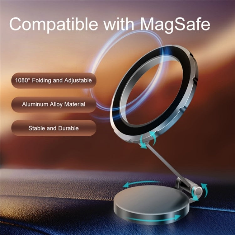 G118 1080-Degree Rotating Folding Magnetic Phone Holder Dashboard Suction Cup Car Mount(Grey)