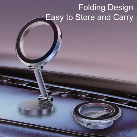 G118 1080-Degree Rotating Folding Magnetic Phone Holder Dashboard Suction Cup Car Mount(Grey)