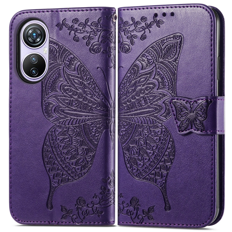 For Blackview A200 Pro Butterfly Love Flower Embossed Leather Phone Case(Purple)