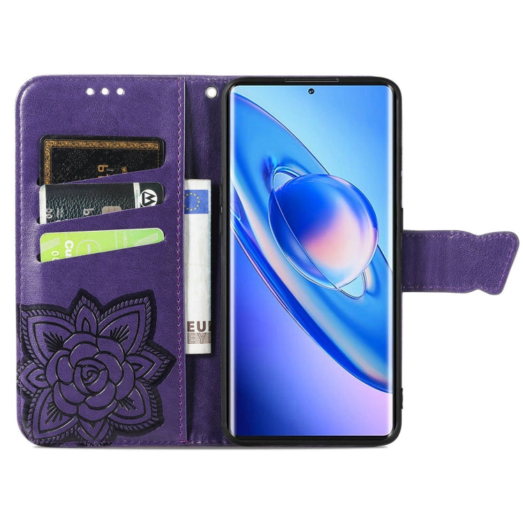 For Blackview A200 Pro Butterfly Love Flower Embossed Leather Phone Case(Purple)