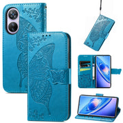 For Blackview A200 Pro Butterfly Love Flower Embossed Leather Phone Case(Blue)