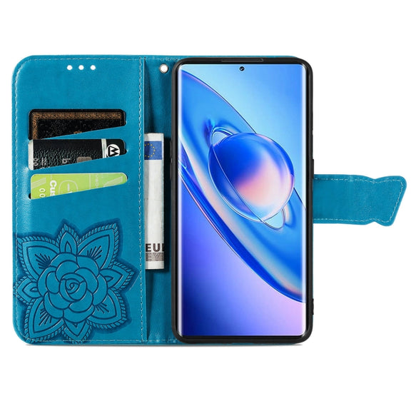 For Blackview A200 Pro Butterfly Love Flower Embossed Leather Phone Case(Blue)
