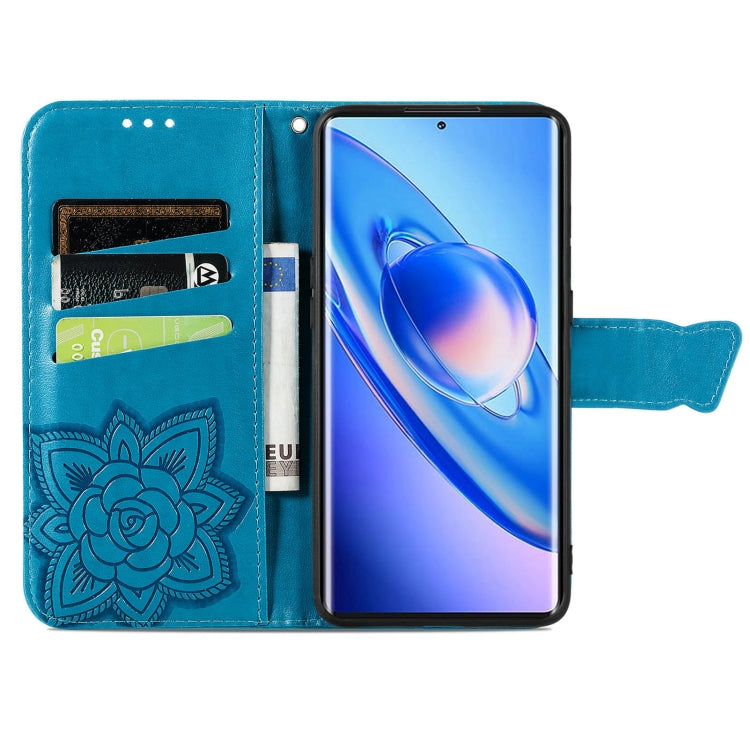 For Blackview A200 Pro Butterfly Love Flower Embossed Leather Phone Case(Blue)