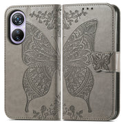 For Blackview A200 Pro Butterfly Love Flower Embossed Leather Phone Case(Gray)