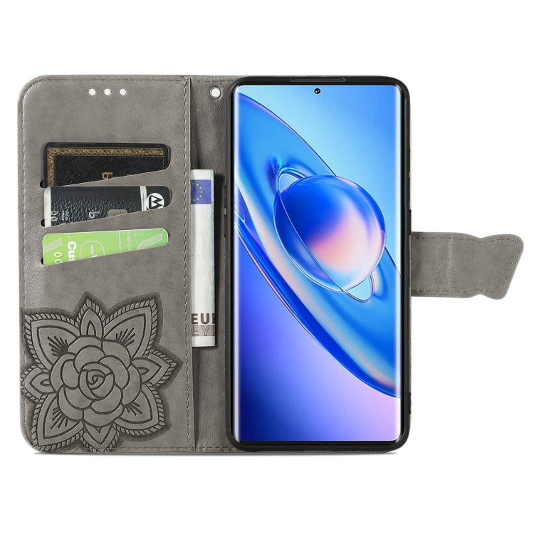 For Blackview A200 Pro Butterfly Love Flower Embossed Leather Phone Case(Gray)
