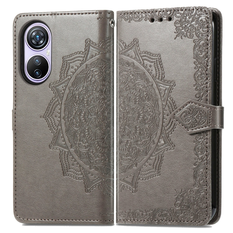 For Blackview A200 Pro Mandala Flower Embossed Leather Phone Case(Gray)