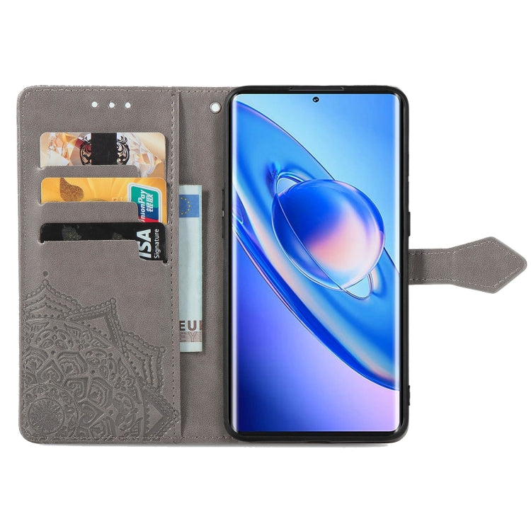 For Blackview A200 Pro Mandala Flower Embossed Leather Phone Case(Gray)