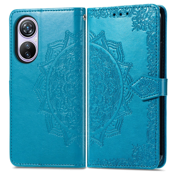 For Blackview A200 Pro Mandala Flower Embossed Leather Phone Case(Blue)