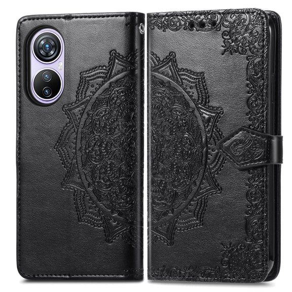 For Blackview A200 Pro Mandala Flower Embossed Leather Phone Case(Black)