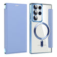 For Samsung Galaxy S22 Ultra 5G MagSafe Magnetic RFID Anti-theft Leather Phone Case(Blue) - Galaxy S22 Ultra 5G Cases by PMC TechLife | Online Shopping South Africa | PMC TechLife