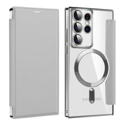 For Samsung Galaxy S22 Ultra 5G MagSafe Magnetic RFID Anti-theft Leather Phone Case(Grey)