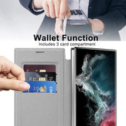 For Samsung Galaxy S22 Ultra 5G MagSafe Magnetic RFID Anti-theft Leather Phone Case(Grey)