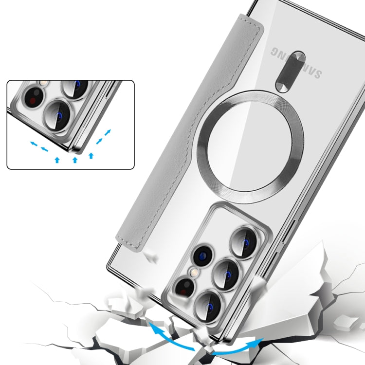 For Samsung Galaxy S22 Ultra 5G MagSafe Magnetic RFID Anti-theft Leather Phone Case(Grey)