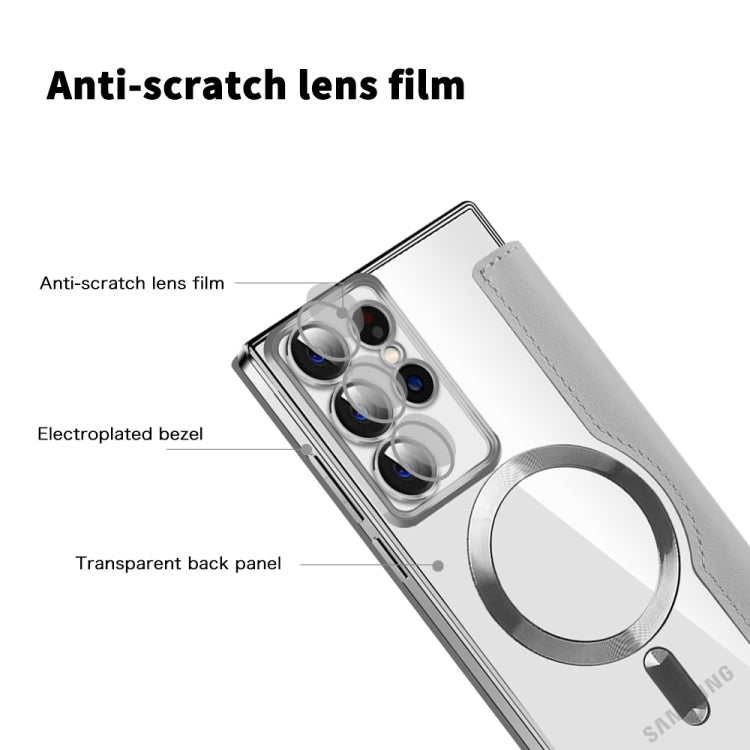 For Samsung Galaxy S22 Ultra 5G MagSafe Magnetic RFID Anti-theft Leather Phone Case(Grey)